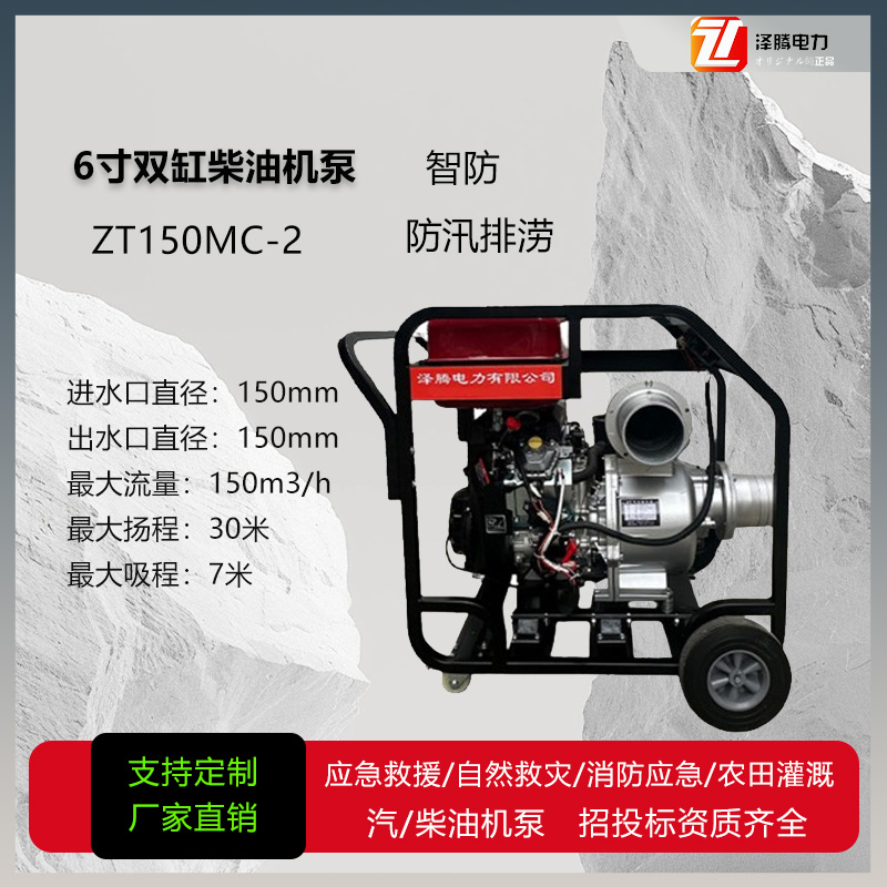 6寸双缸柴油机水泵 ZT150MC-2 智防